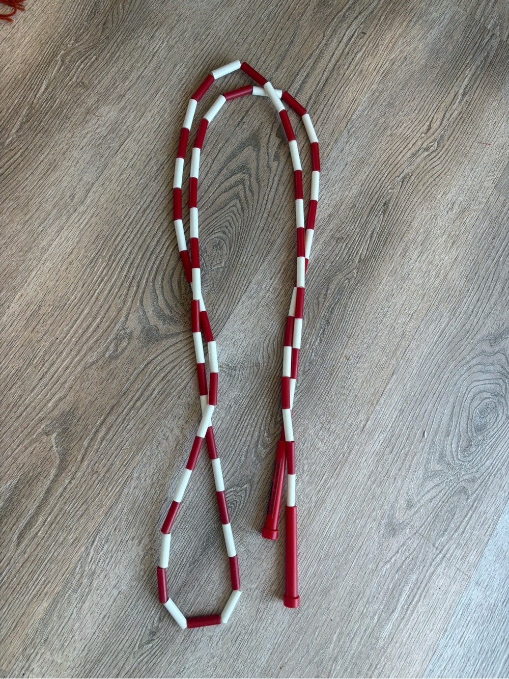 Vintage Lifeline Exercise Program 9 Ft Beaded Jump Rope Red White Jokari